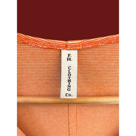 F.H. Clothing Co. Oversized Orange Stripe Long Sleeve Top Pocket Detail USA - Picture 3 of 6